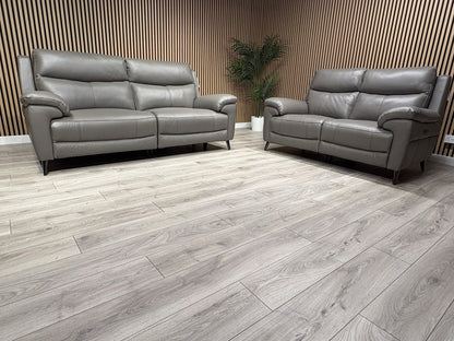 Furniture Village PANACHE Style Leather 3 + 2 Seater Power Recliner Sofa Set