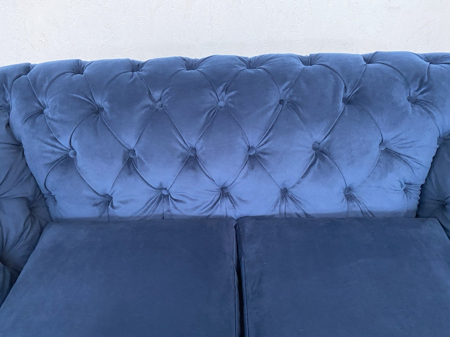John Lewis - CROMWELL Chesterfield Fabric 2 Seater Sofa, Plush Navy - RRP £1,349