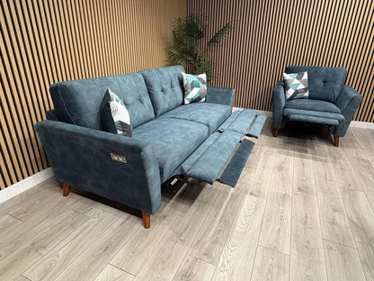 DFS - Studio Style 3 Seater Sofa + Armchair Power Set, Ocean Blue - RRP £2,448