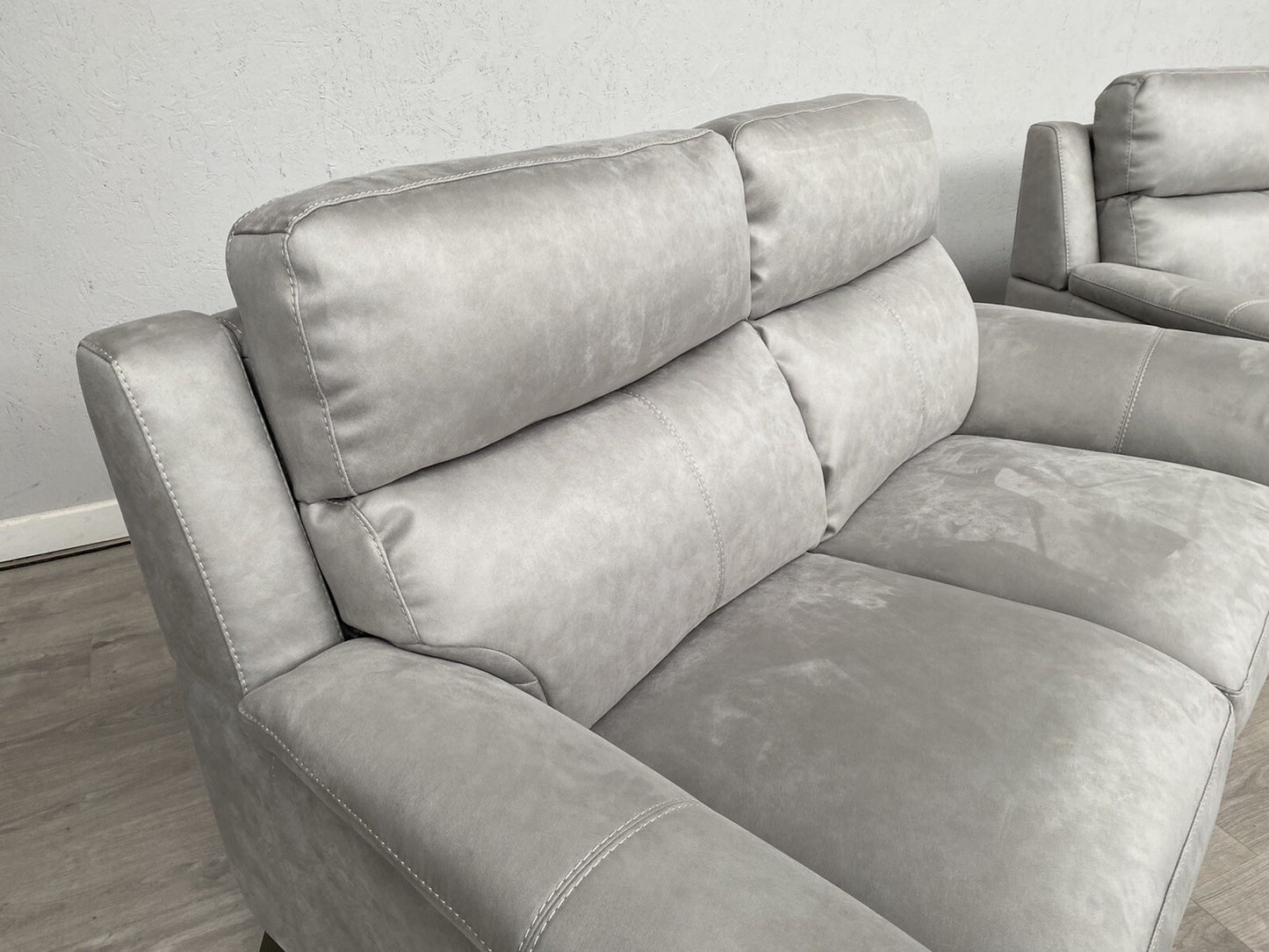 Furniture Village CONTEMPO Fabric 2 x 2 Seater Sofas + Power Recliner Armchair
