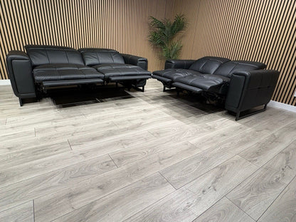 MARELLA 3 Seater + 2 Seater Power Recliner Leather Sofa Set RRP £4399