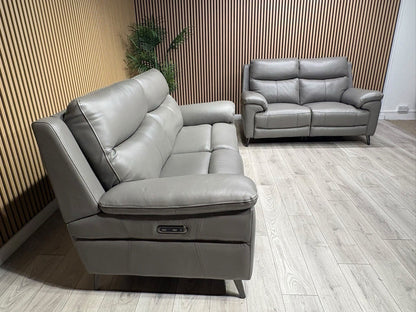 Furniture Village PANACHE Style Leather 3 + 2 Seater Power Recliner Sofa Set
