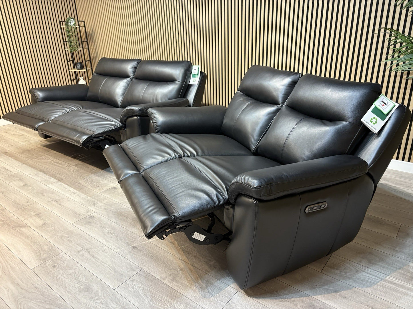 NAVONA 3 Seater + 2 Seater Leather Sofa Set, Power Recliners - RRP £3,498