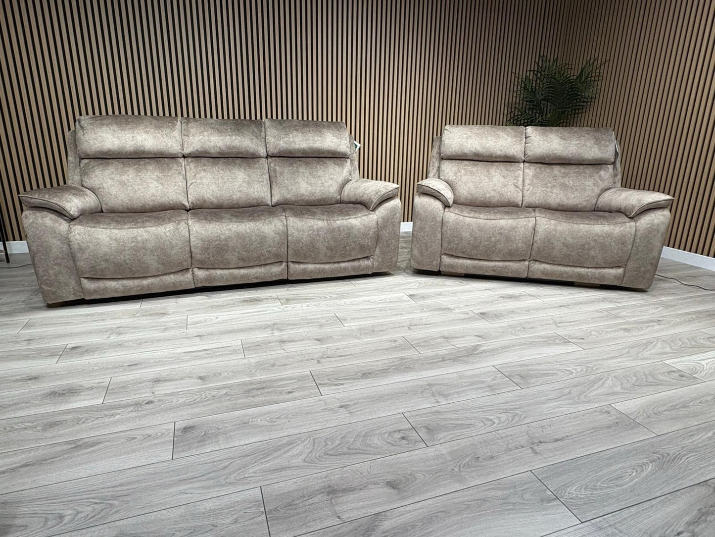 Furniture Village SLOANE Style Fabric 3 + 2 Seater Power Recliner Sofa Set