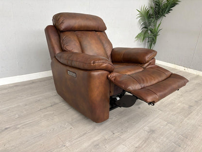 DFS Bravado Leather Power Recliner Armchair + Power Headrests - RRP £1,149