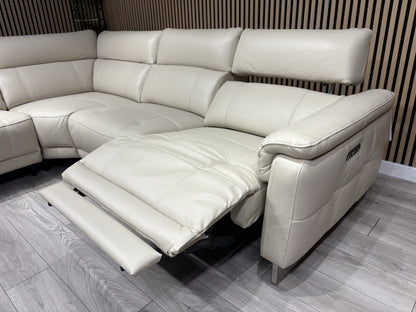 Furniture Village MOET Leather 2 Corner 2 Power Recliner Sofa + Stool RRP £5,390