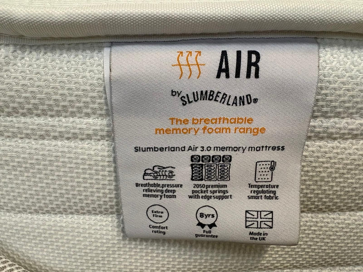 Slumberland AIR 3 Memory 4ft 6 Double Mattress, Extra Firm - RRP £899