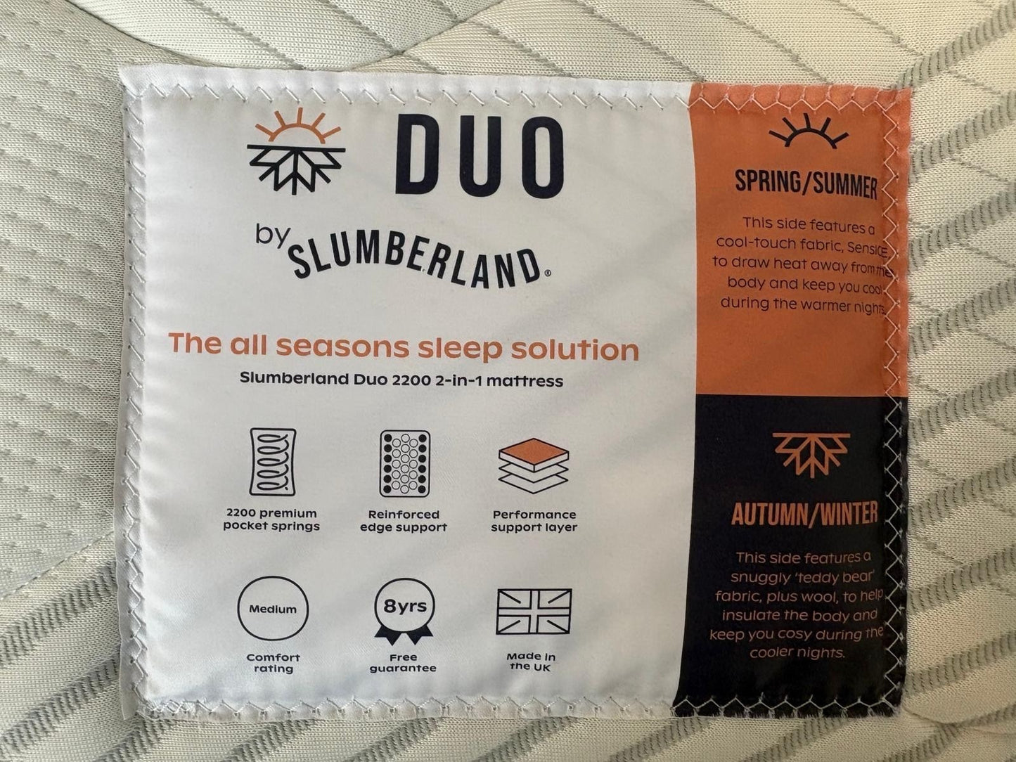 Slumberland Duo 2200 Pocket 2-in-1 5ft Kingsize Mattress, Medium - RRP £1,199