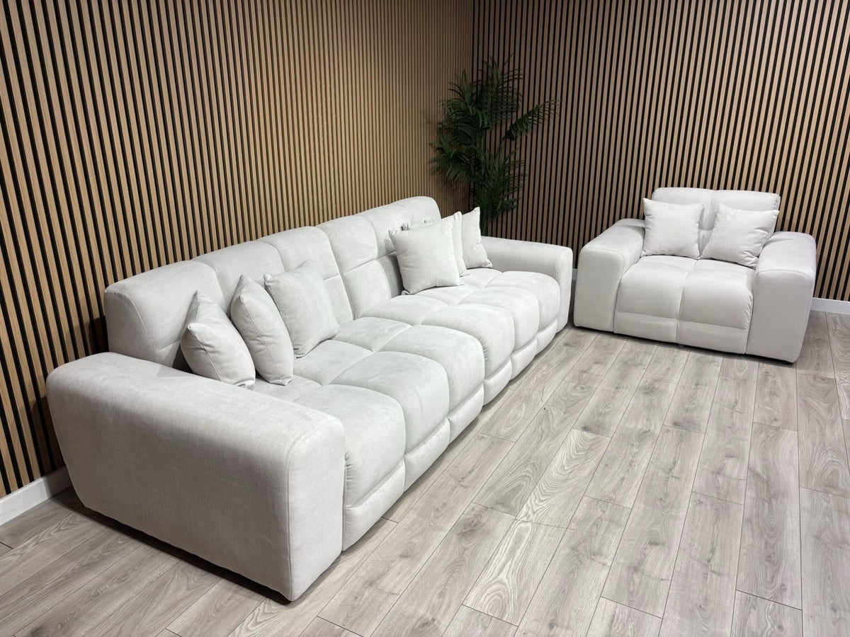 EVE CLOUD Large Fabric 4 Seater Sofa + Armchair, Natural - RRP £2,998