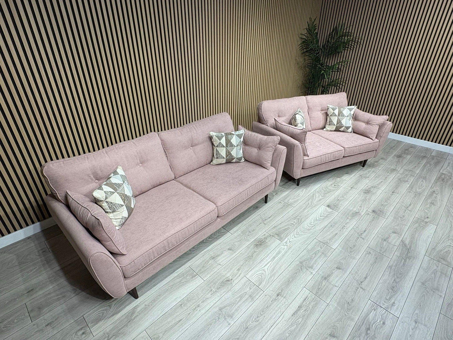 DFS - Zinc 3 & 2 Fabric Seater Sofa Set RRP £1799 Pink