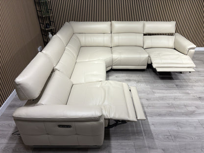Furniture Village MOET Leather 2 Corner 2 Power Recliner Sofa + Stool RRP £5,390