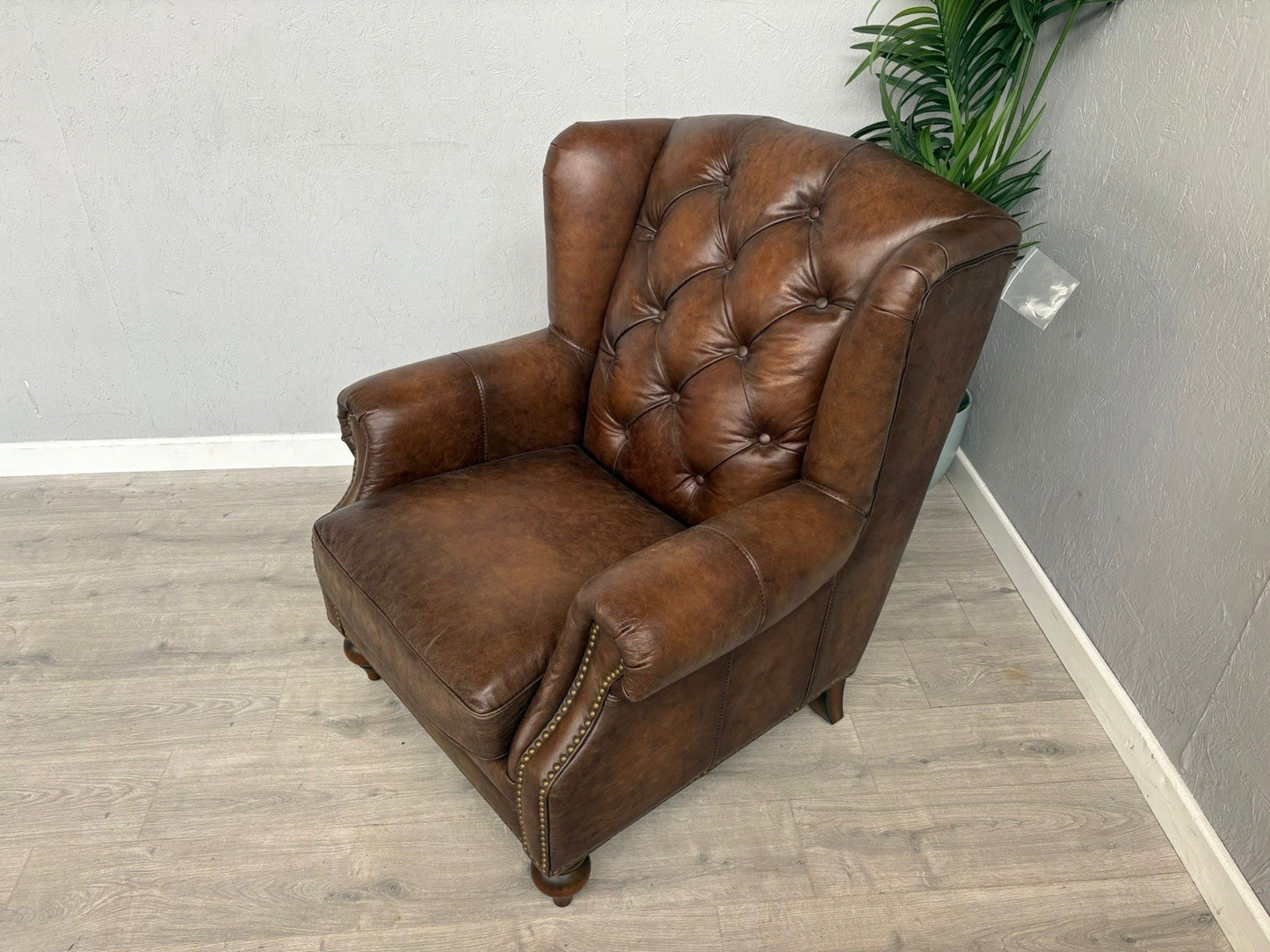 F. Village - At The Helm SHACKLETON Leather Chesterfield Wing Chair - RRP £1795