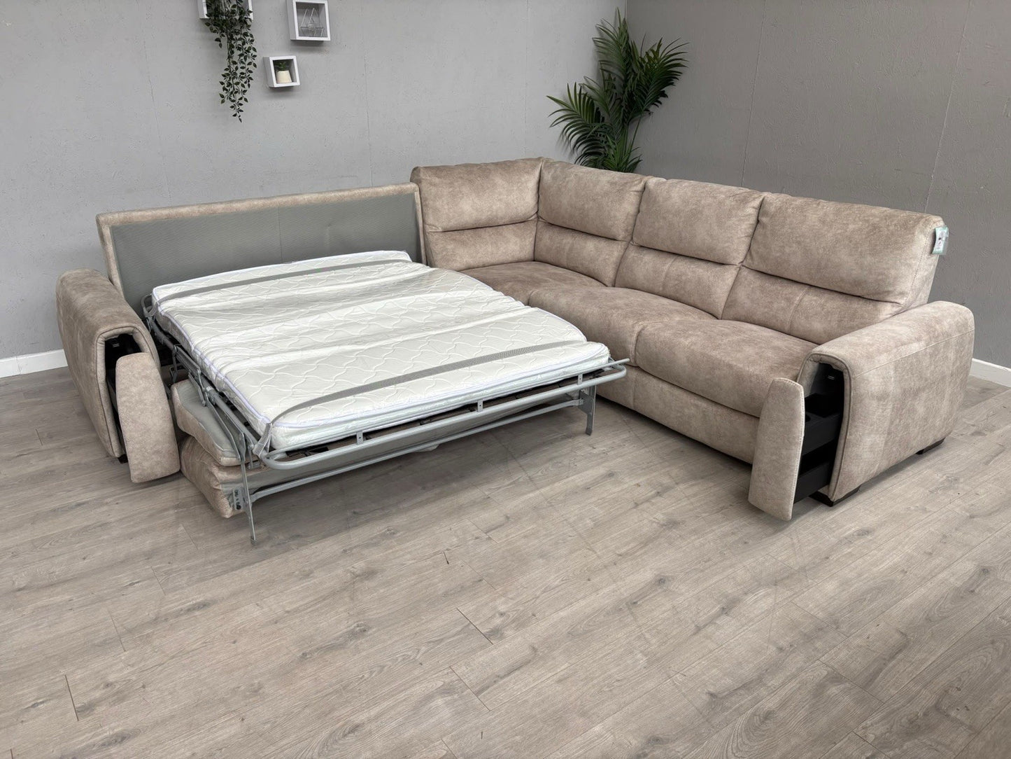 Furniture Village FLEX Fabric Large LHF Corner Sofa Bed, Storage Arms, RRP £2945