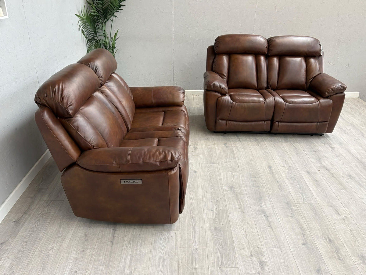 DFS Bravado Leather 2+2 Seater Power Recliner Sofa Set - RRP £3798