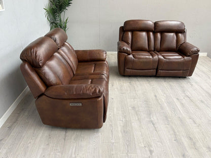 DFS Bravado Leather 2+2 Seater Power Recliner Sofa Set - RRP £3798