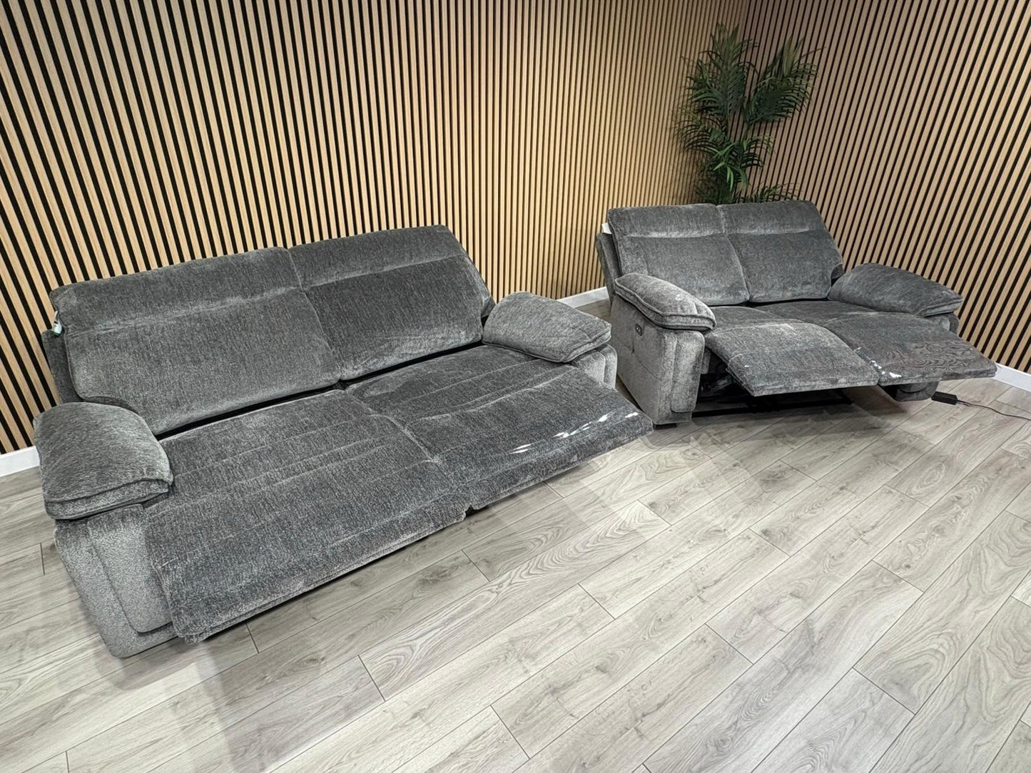 DFS Sample - Cadenza Style Fabric 3 + 2 Seater Power Sofa Set - RRP £2898