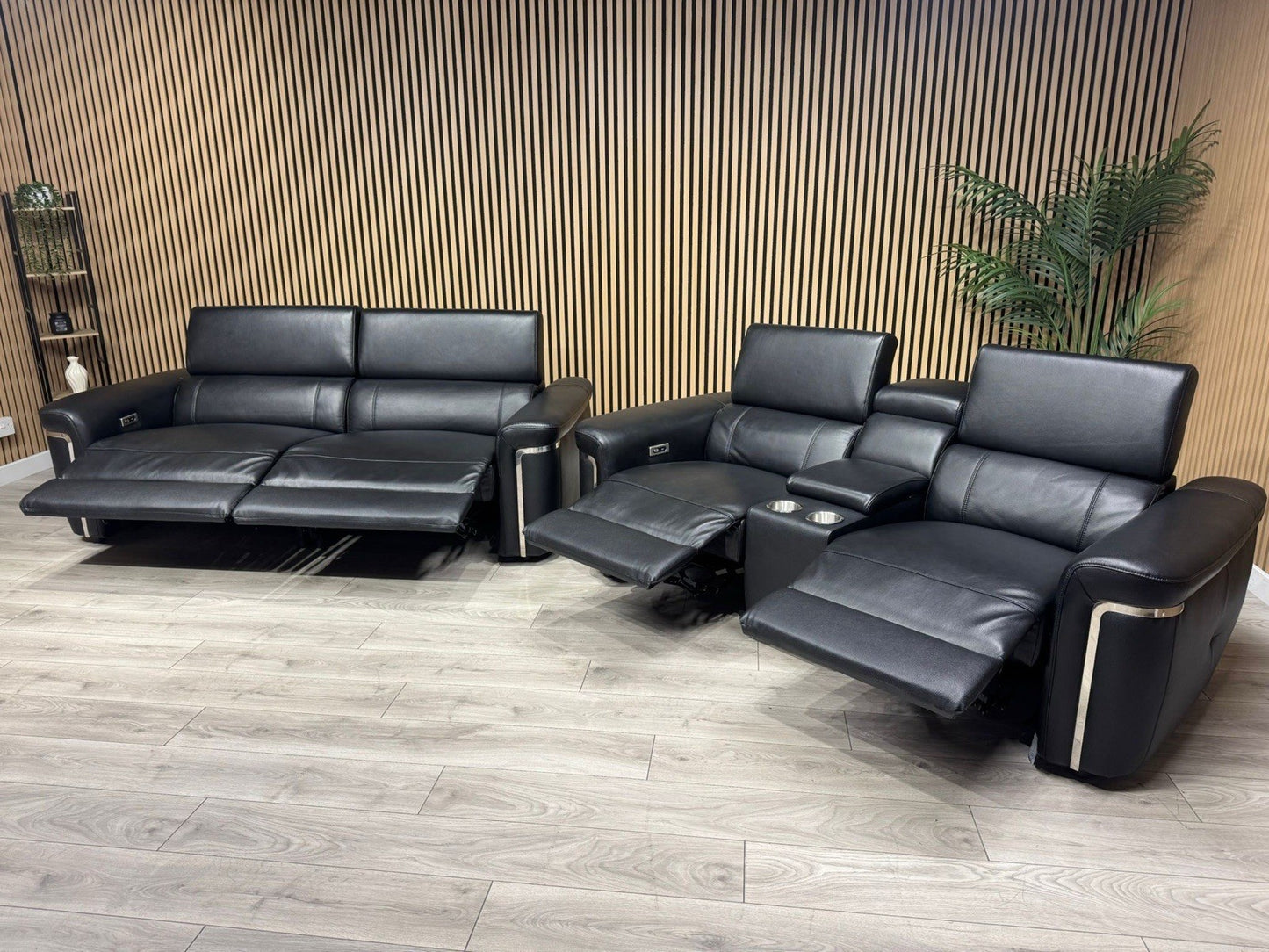 VENICE Leather 3 Seater + 2 Seater Console Power Recliner Sofa Set - RRP £4,598