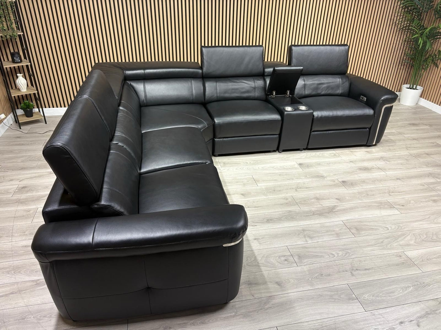 VENICE Leather 2 Corner 2 Power Recliner Sofa + Console - RRP £5,599