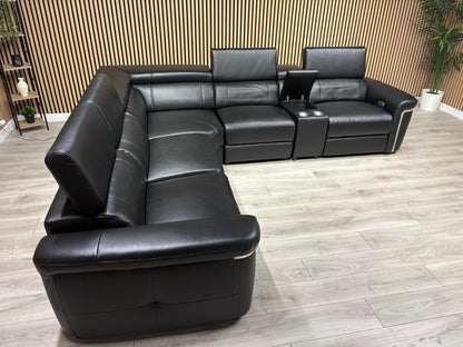 VENICE Leather 2 Corner 2 Power Recliner Sofa + Console - RRP £5,599