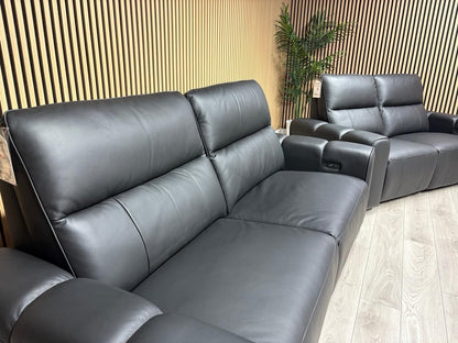 DFS Sample Bellagio Leather 3 Seater + 2 Seater Sofa Set, Power Recliners RRP: £3840
