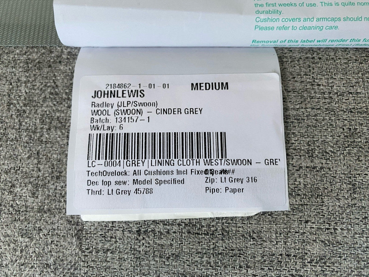 John Lewis - SWOON RADLEY Medium 2 Seater Sofa, Cinder Wool Grey - RRP £1,499