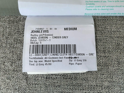 John Lewis - SWOON RADLEY Medium 2 Seater Sofa, Cinder Wool Grey - RRP £1,499