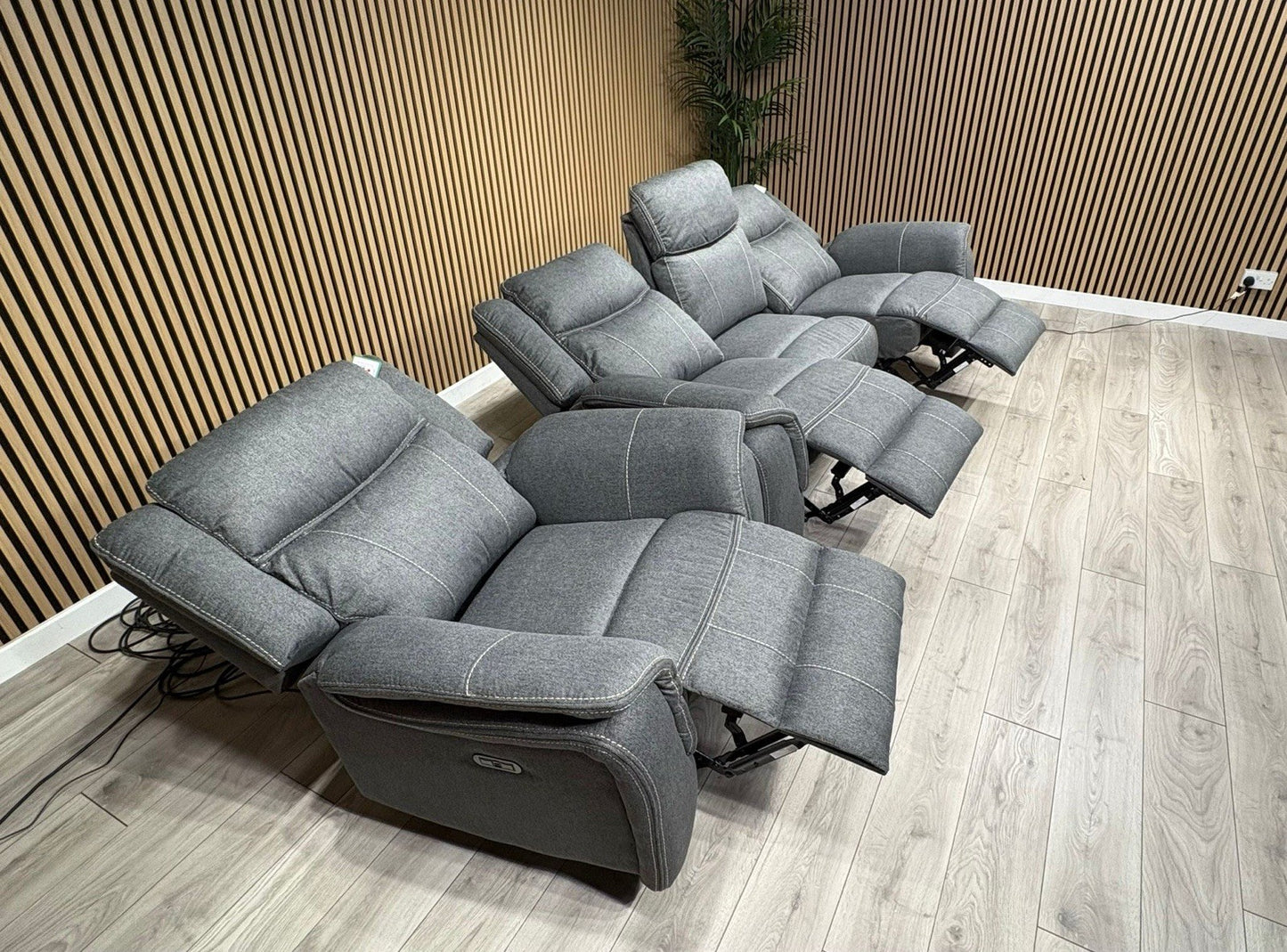 Galaxy Fabric 3 Seater + Armchair, Power Recliner Media Sofa Set - RRP £3190
