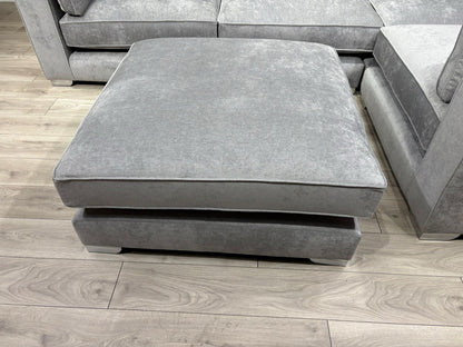 Sofology CAVALLI Style Fabric 3 Corner 1.5 Sofa + Footstool, Silver  - RRP £5398