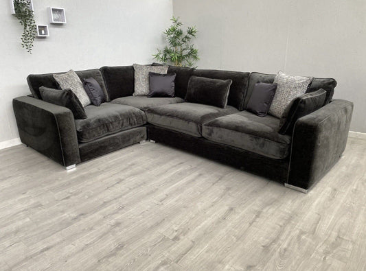 Sofology - CAVALLI Fabric Corner Sofa, 3 Corner 1.5 Chenille Slate - RRP £4,599