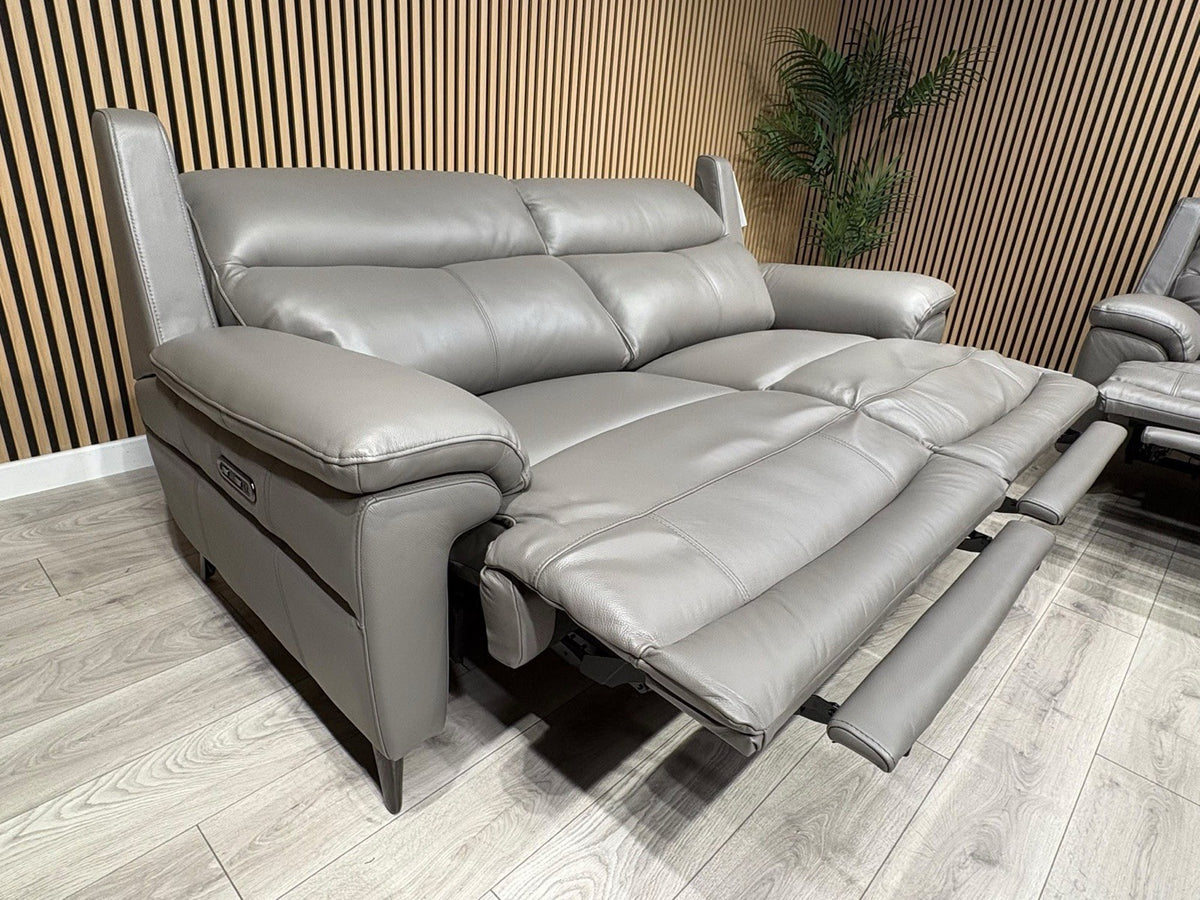 Furniture Village PANACHE Style Leather 3 + 2 Seater Power Recliner Sofa Set