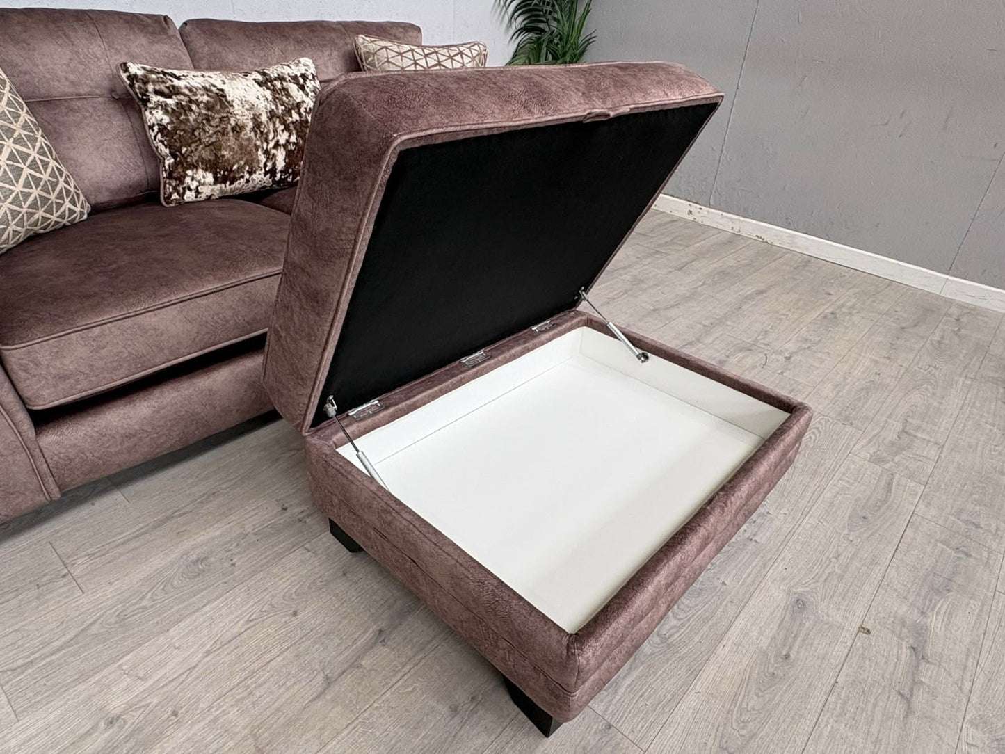 F.V MARIAH 3 Seater Fabric Classic Back Sofa + Storage Footstool - RRP £2590