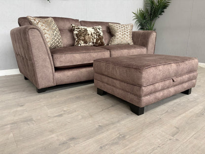 F.V MARIAH 3 Seater Fabric Classic Back Sofa + Storage Footstool - RRP £2590