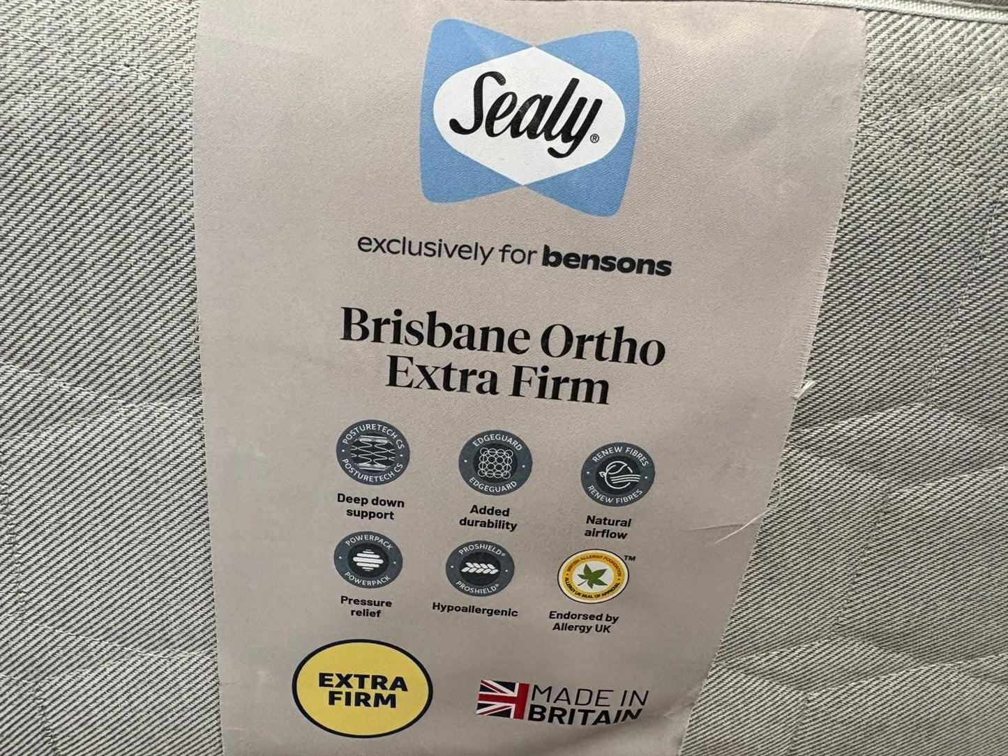 Sealy BRISBANE Extra Firm 5ft Kingsize Mattress - RRP £1,399