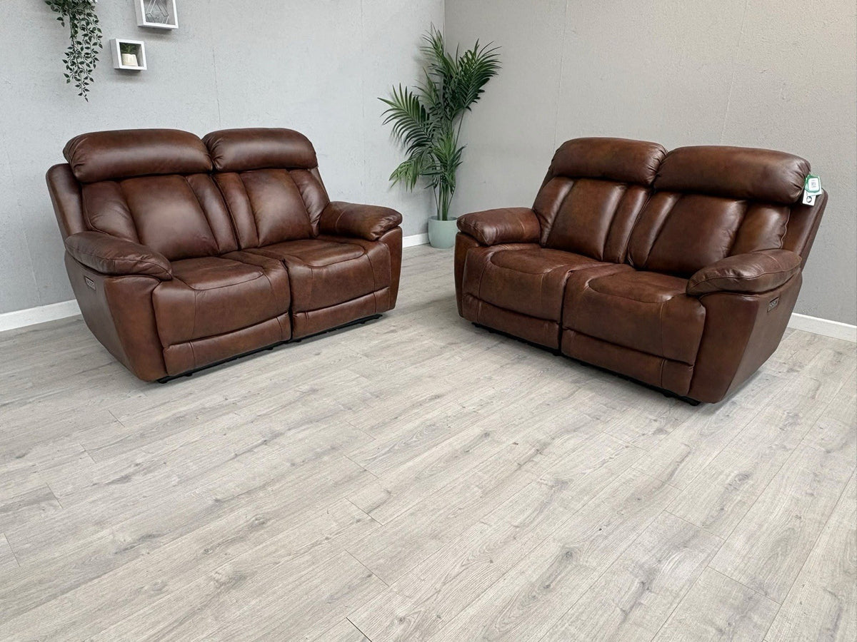 DFS Bravado Leather 2+2 Seater Power Recliner Sofa Set - RRP £3798