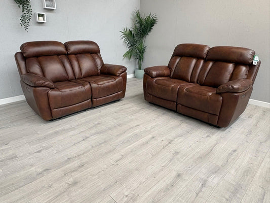 DFS Bravado Leather 2+2 Seater Power Recliner Sofa Set - RRP £3798