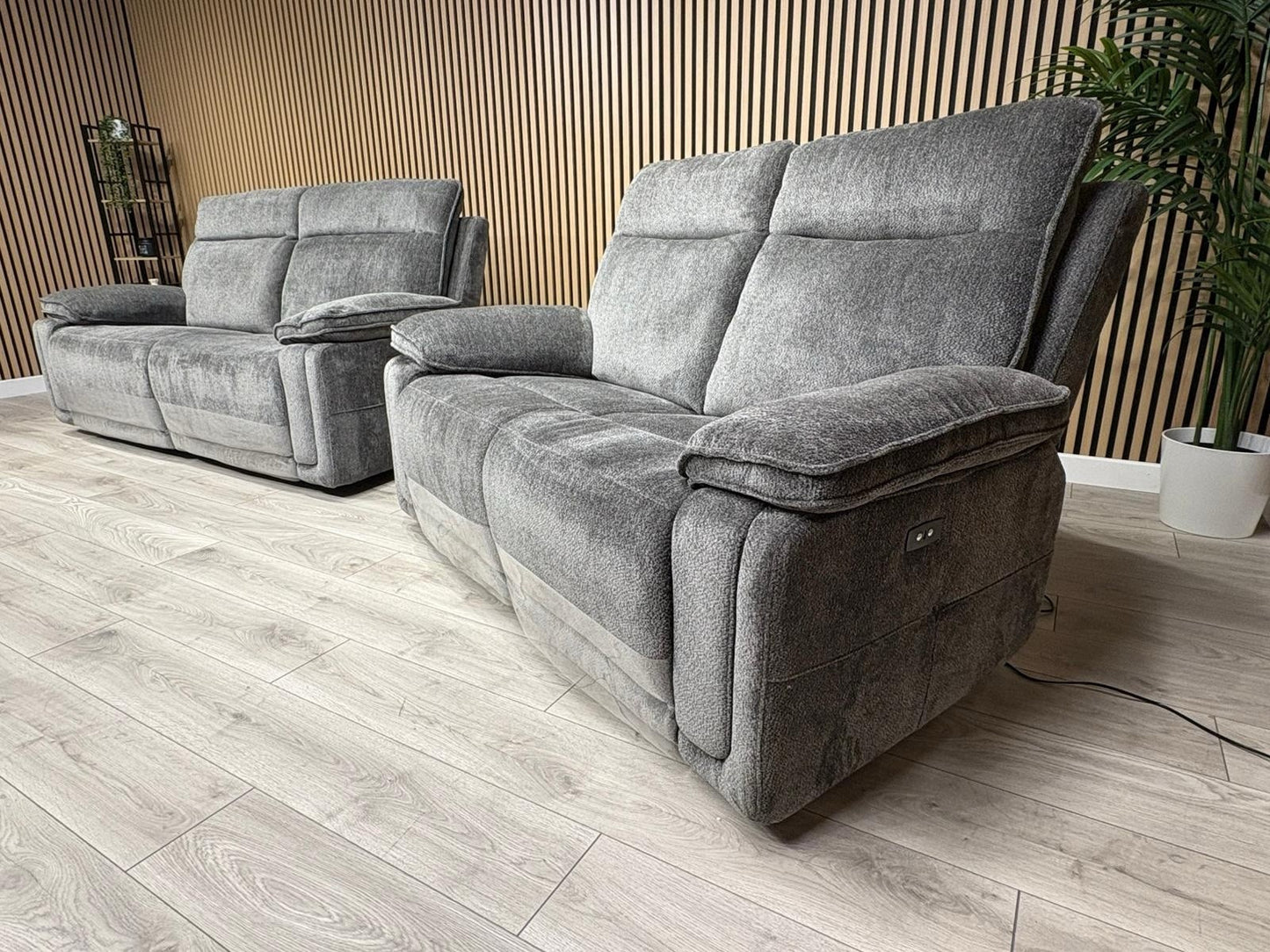 DFS Sample - Cadenza Style Fabric 3 + 2 Seater Power Sofa Set - RRP £2898