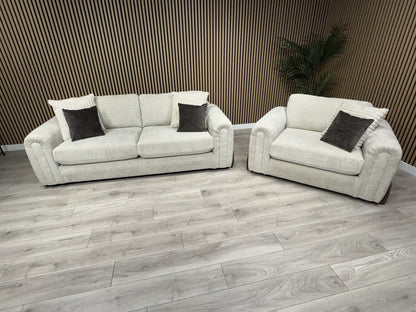 Charlie Marble Arch Style 3 Seater + Love Chair Fabric Sofa Set - RRP £3098