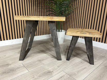 NEXT Sample - Geo Mango Wood Nest Of 2 Tables - RRP: £599