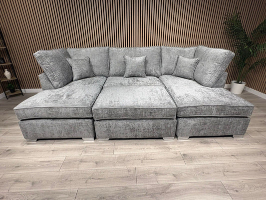 NEXT Premium Fabric U Shaped Corner Chaise Sofa + Footstool - RRP £2599