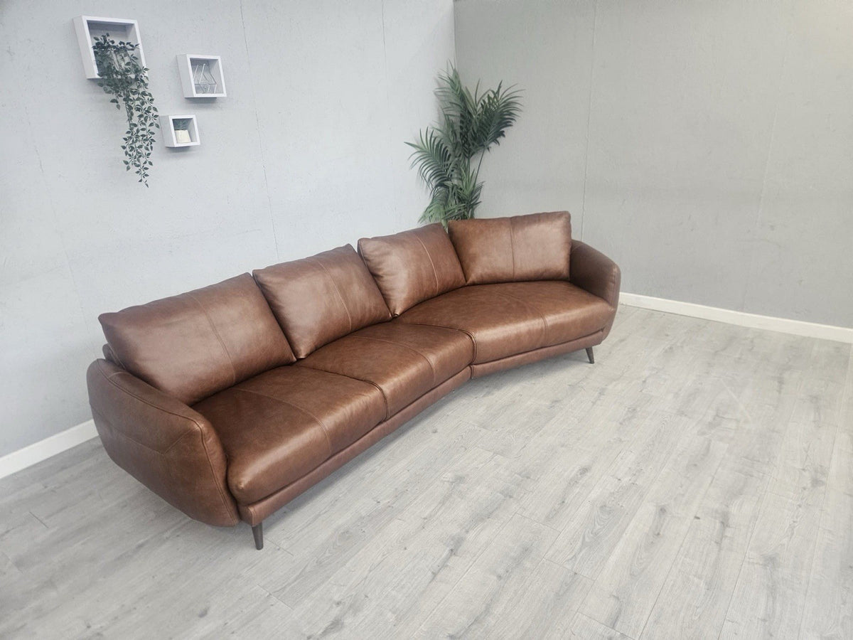 Sofology ADLER Leather 4 Seater Curved Asymmetric Sofa - RRP £1,999