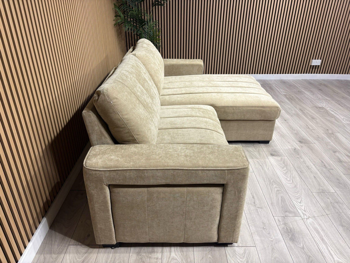 MONACO Premium Fabric RHF or LHF Chaise Sofa Bed with Storage - RRP £1549