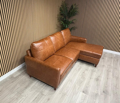 John Lewis BAILEY Style RHF Leather 3 Seater Chaise End Sofa, Tan - RRP £3,449