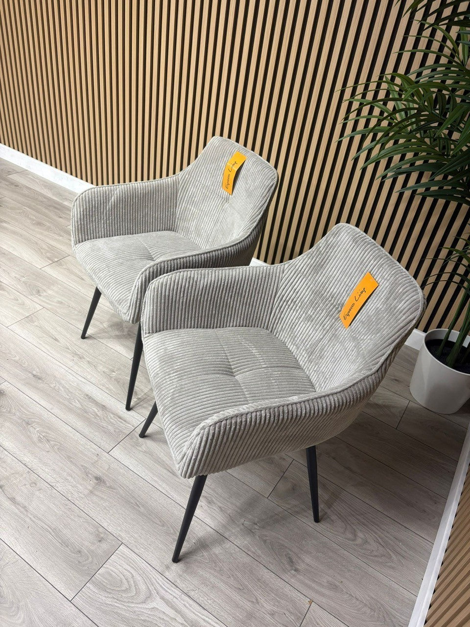 NEXT Sample - Light Grey Corduroy Dining Chairs