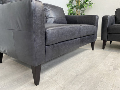 John Lewis BAILEY Style Leather 3 Seater + 2 Seater Sofa Set, Black - RRP £3,498