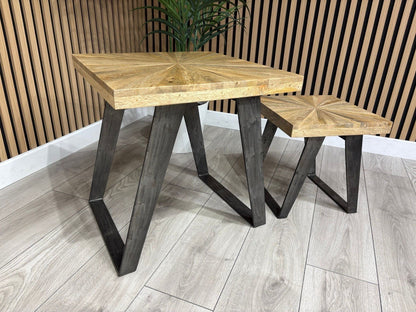 NEXT Sample - Geo Mango Wood Nest Of 2 Tables - RRP: £599