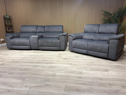 F.V GENIUS Fabric 3 Seater Media Sofa + 2 Seater Power Recliner Set RRP £4940