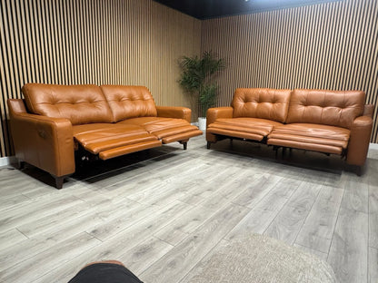 ScS Poltronesofa RUFFIO Leather 2 x 3 Seater Power Recliner Sofa Set - RRP £4498
