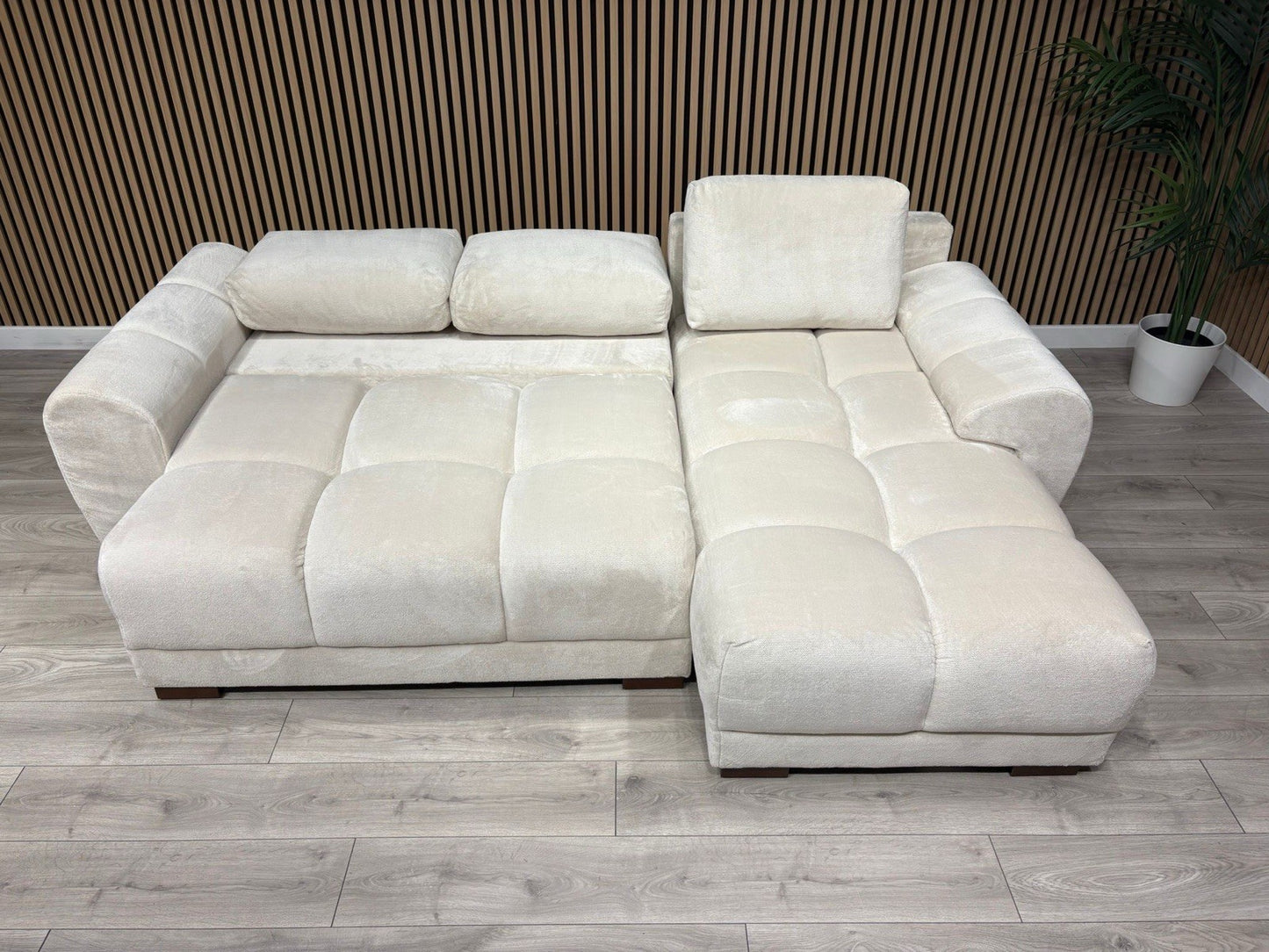 AZZURO Premium Fabric Corner Chaise Sofa Bed with Storage, Cream - RRP £1,799