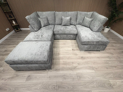 NEXT Premium Fabric U Shaped Corner Chaise Sofa + Footstool - RRP £2599