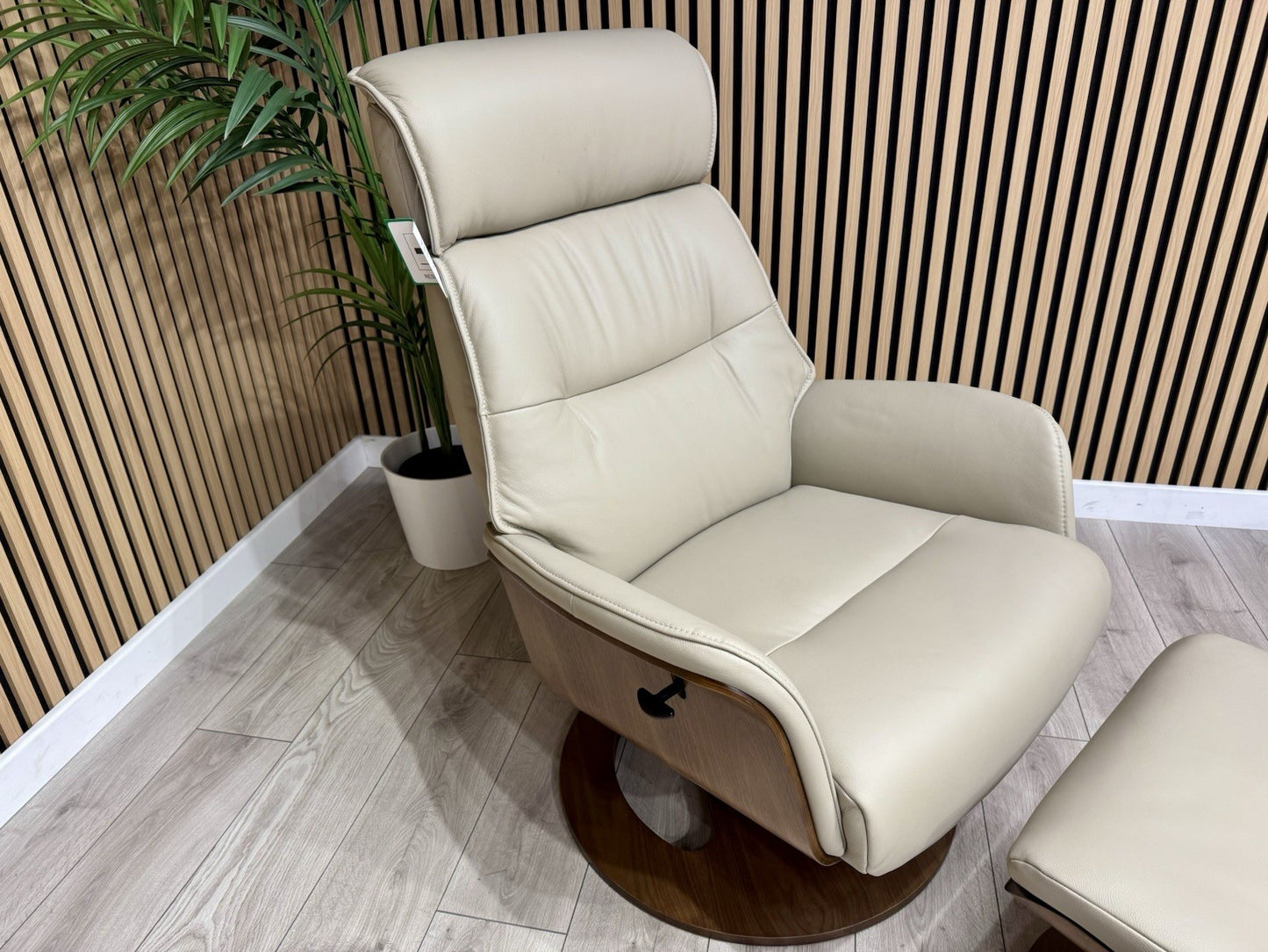 Furniture Village Tallinn Leather Swivel Chair and Footstool - RRP £1395